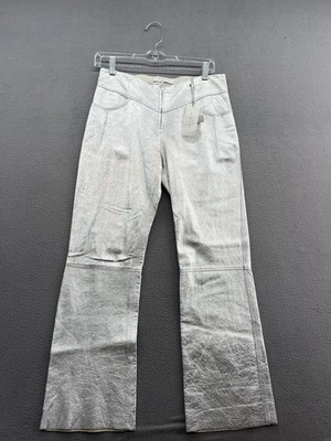 Pantalones Sandro para mujer 2 plateados Devon cuero cordero pierna acampanada metálicos tiro alto Foto 1 de 4