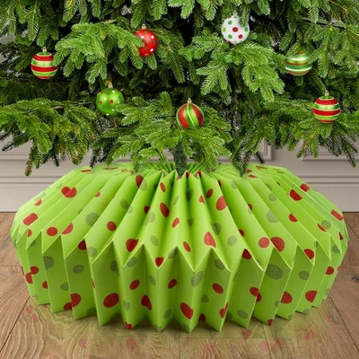 31.5in Honeycomb Christmas Tree Collar (Red&Green), Folded Paper Christmas Tr... - Image 1 of 4