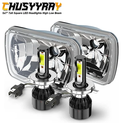 Pair 7x6" GLASS LED Headlights Hi-Lo Beams For GMC C1500 C2500 C3500 1979-86 A+ - Image 1 of 4