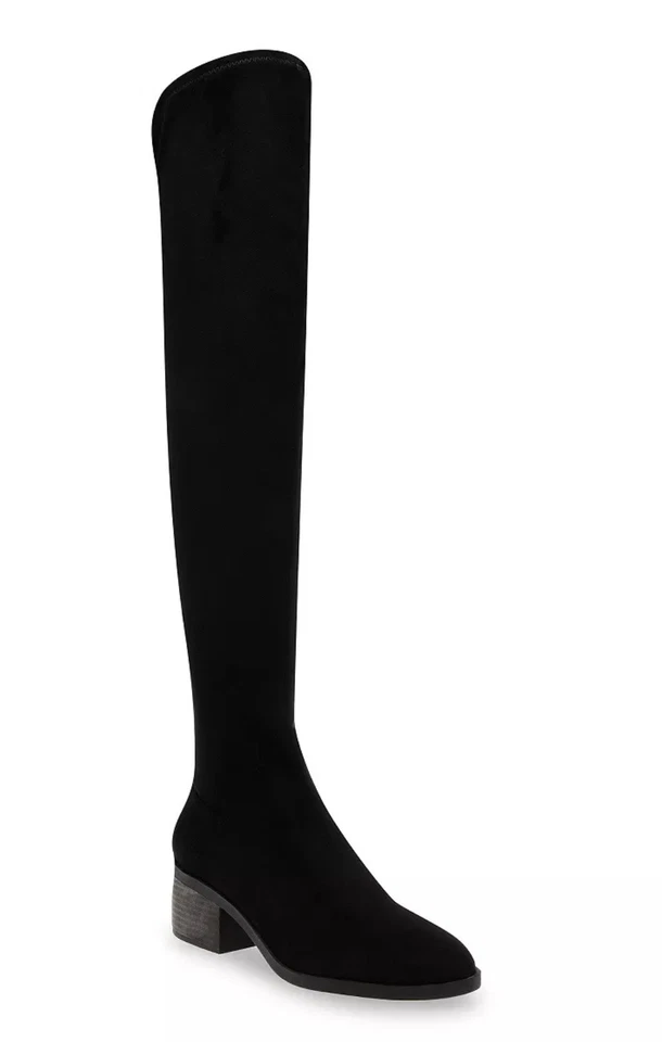 ¡NUEVO! ANNE KLEIN Ainsley Botas Sobre la Rodilla Eje Estrecho Gamuza Pull On Negro 6 M Foto 1 de 4