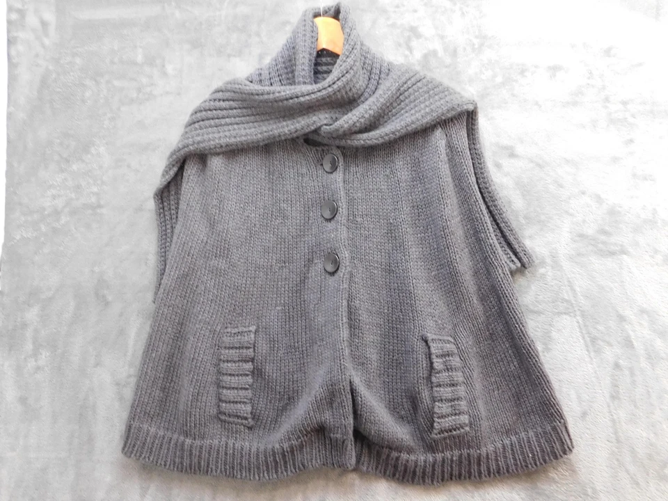 Suéter feminino Banana Republic médio grande lã merino malha cabo xale poncho - Imagem 1 de 4