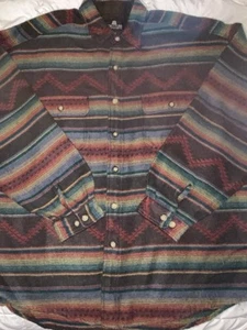 Vtg Structure Shirt Mens XL Multicolor Aztec Striped Flannel Acrylic Button Up - Picture 1 of 6