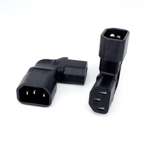 1x IEC 320 C14 to Right Angle C13 Male to Female AC Power Adapter NEW - Afbeelding 1 van 15
