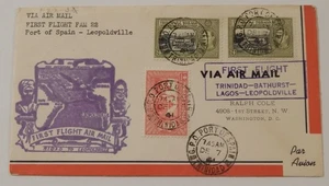 Puerto España Trinidad a Leopoldville Congo Belga 1941 primer vuelo correo aéreo - Imagen 1 de 2
