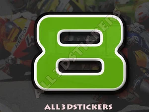 3D Stickers Resin Domed NUMBER 8 EIGHT - Color Green - 25 mm(1 inch) Adhesive - Foto 1 di 1