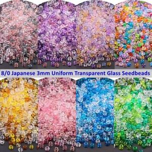 3mm High Quality Transparent Glass Rice Beads 330pcs Multi-Color Loose Seed Bead