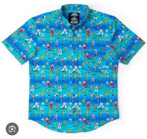 RSVLTS TMNT vs. Street Fighter "Battle Of The Bits" Button-up Kunuflex Shirt 2XL - Picture 1 of 7