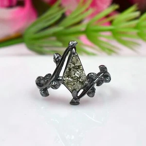 Natural Raw Pyrite Ring 925 Sterling Silver Ring Kite Pyrite Ring Wedding Ring - Picture 1 of 6
