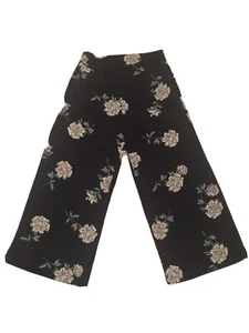 Lydelle Women Black Flower Print Pants Size S New With Tag 100% Polyester - Picture 1 of 12