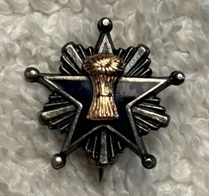 925 Sterling Partrons Of Husbandry Brooch/Lapel Pin W 10kGF Sheaf Of Wheat.  - Picture 1 of 6