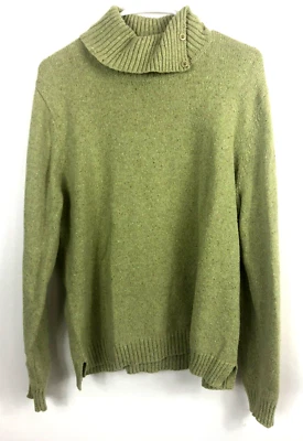 Женские Jeanne Pierre зеленый коричневый белый сложить вниз кнопка черепаха шеи длинным рукавом - Изображение 1 из 4