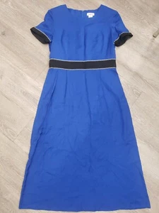 Talbots Women's Blue Black Sleeve Casual Dress Size 14 - Picture 1 of 8