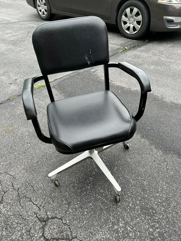 Vintage Black Wells industrial Office Chair MCM machine age Michigan City IN Cover