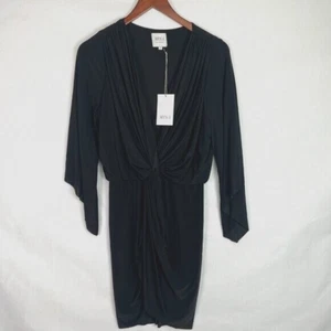 NWT Misa Los Angeles Revolve Teget Front Twist Knot V Neck Mini Dress Black S - Picture 1 of 8