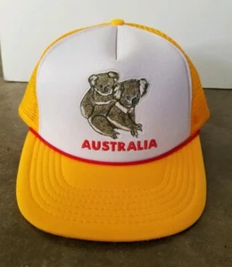 Vintage Australia Koala Mesh Trucker Baseball Hat Cap Snapback Yellow Red - Picture 1 of 7