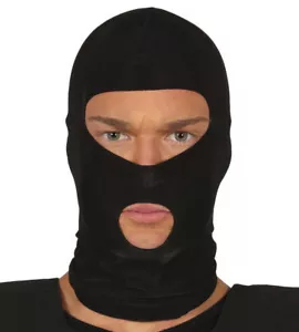 BLACK BALACLAVA MASK 2 HOLES SAS STYLE ARMY SKI HAT NECK WARMER SWAT FANCY DRESS - Picture 1 of 1