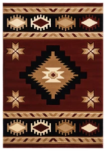 8x8 United Weavers Red Geometric Lines Area Rug 2050 10434 - Aprx 7' 10 x 7' 10" - Picture 1 of 2