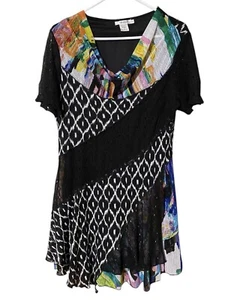 Feratelli Mixed Pattern Tunic/Dress Women’s Large Cowl Neck Fairy Whimsigoth - Picture 1 of 20