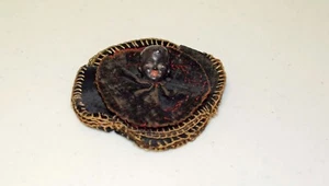 Antike viktorianische Neuheit figural Biskus Baby Kopf auf Samt Stift Feder Tuch - Bild 1 von 7