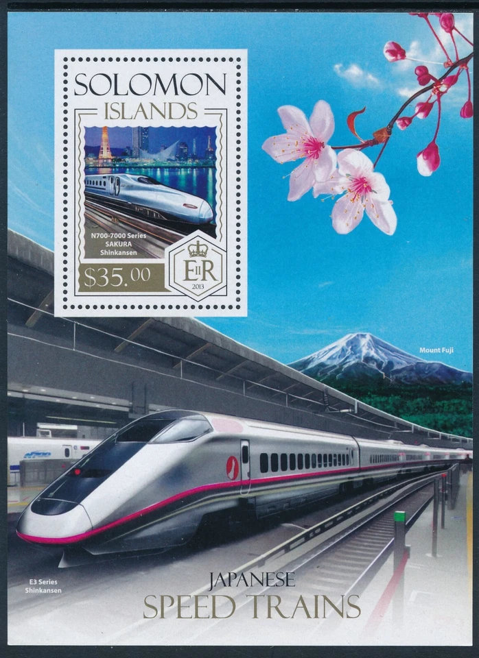 Mini hoja de trenes de velocidad japoneses Islas Salomón 2013 ($35) como nuevo MNH Foto 1 de 1
