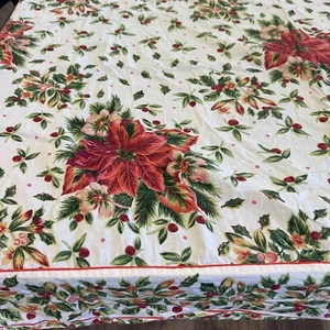 April Cornell Weihnachtsstern Stechpalme Beeren rechteckige Baumwolltischdecke 58x85" - Bild 1 von 7