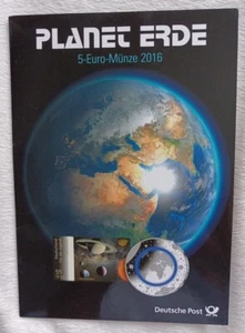 5 monedas de 5 euros planeta tierra 2016 ADFGJ tarjeta numérica Deutsche Post juego completo ST - Imagen 1 de 8