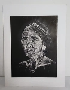 "Ritratto di WHANG-OD OGGGAY originale di tatuatore filippino arte graffio 9x12" - Foto 1 di 9