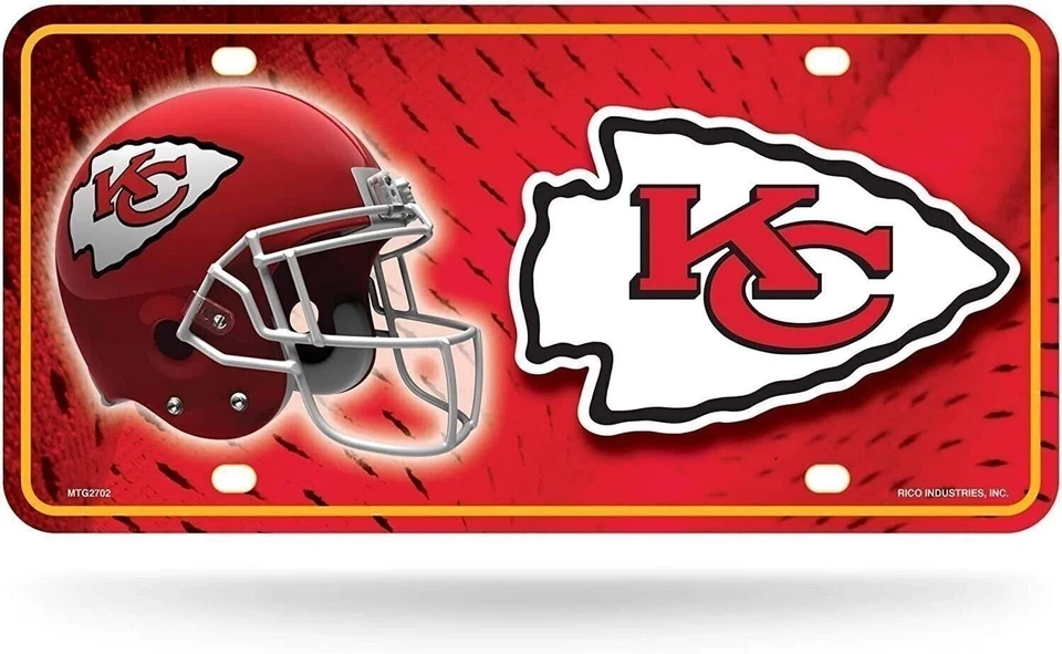 Kansas City Chiefs Metal Auto Tag License Plate, Helmet Design, 12x6 Inch - Image 1 of 1