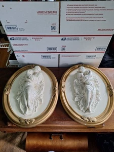Par de colgantes de pared vintage de placas de tiza 3D para amantes griegos romanos - Imagen 1 de 16