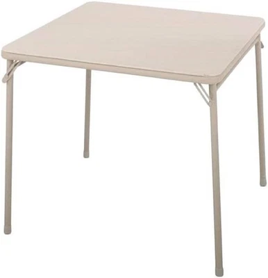 Mesa Plegable 28" H Bronceado, 34" x 34"" Tapa de Vinilo Cuadrada con Marco de Acero, COSCO ANTSND Foto 1 de 4