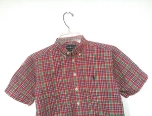 Ralph Lauren Boy's Shirt Size Small (8/10) Plaid Red Short Sleeve Button Down - Picture 1 of 6