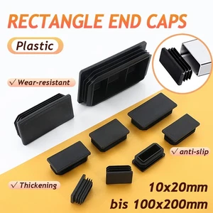 Rectangle Plastic End Caps Ribbed Plugs Blanking Inserts Black Rectangular Bungs - Picture 1 of 58