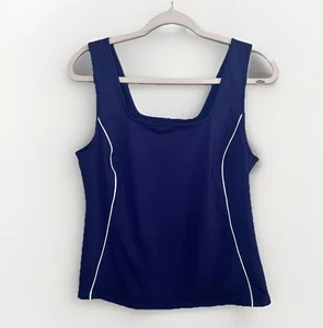 Camiseta sin mangas LIVI Active 14/16 azul marino blanco tubo cuello cuadrado correas gruesas 1x gimnasio - Imagen 1 de 9