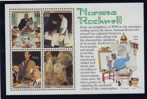 1994 Norman Rockwell 50c mini-sheet of 4 Sc 2840 MNH The Four Freedoms WWII era - Picture 1 of 1
