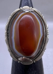 Anillo de plata ágata ojo con bandas, anillo de plata ágata roja mal ojo tama... - Imagen 1 de 11