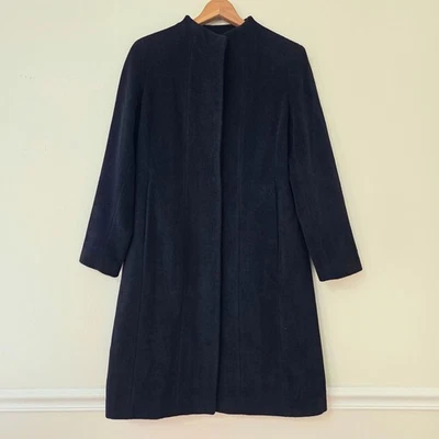 Calvin Klein Angora Wool Coat Sz 8 Black Collarless Minimalist Quiet Luxury - Image 1 of 4