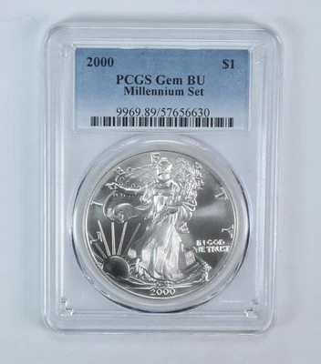 2000 American Silver Eagle Millennium Set Gem BU PCGS Blue Label - Image 1 of 4