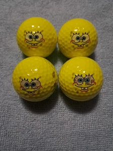 Wilson SpongeBob Squarepants Yellow Logo Four Golf Balls - Picture 1 of 4