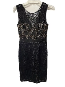 BCBG Max Azria Dress Women’s 2 Black Alice Sleeveless Mixed Lace Illusion Sheath - Picture 1 of 17