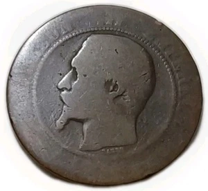 19th Century NAPOLEON 111 EMPERUR FRANCAIS DIX CENTIMES FRANCE - Picture 1 of 5