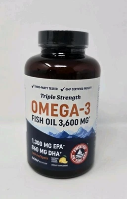 Fish Oil Triple Strength Omega 3 Mav Nutrition 3600 MG EPA + DHA 120 Ct -10/2026 - Image 1 of 4