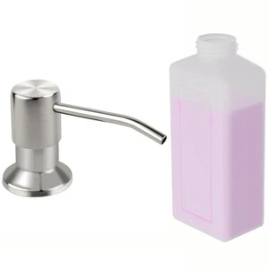 Kitchen Sink Soap Dispenser, Brushed Nickel Pump with 17oz Bottle, Built-In - Picture 1 of 6