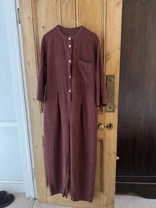Toast - Garment Dyed Linen Jumpsuit/ Boilersuit- Berry-L - Picture 1 of 12