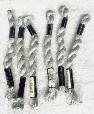 6 MINT Anchor Perle Pearl Cotton #847 Soft Gray Embroidery Floss Vintage Skein - Image 1 of 3