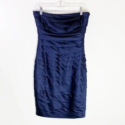 Vestido vaquero para mujer Calvin Klein talla 4 sin tirantes en capas azul satain pequeño corto Foto 1 de 4