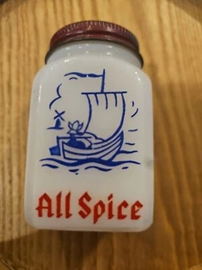 Vintage Milk Glass Dutch All Spice Shaker Red/Blue (B) - Picture 1 of 6