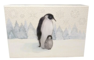 Punch Studio Flip Top Nesting Box Christmas Snowy Penguin Owl 36833 Medium - Image 1 of 4