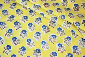 Limettengelb 100 % Baumwolle Batik Handblock bedruckt Kleid Material Handwerk Stoff - Bild 1 von 8