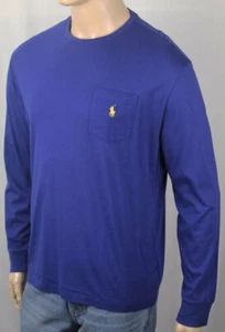Polo Ralph Lauren Blue Crew Neck Classic Long Sleeve Tee T-Shirt Pocket NWT - Picture 1 of 1