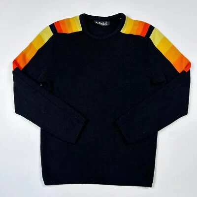 vintage Sweatshirt striped gradient 1970s motorcross Wool Sweater Toyota Large - Image 1 of 4